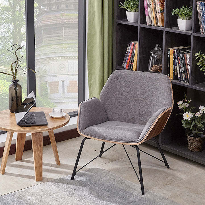 Nordic Hexagonal Leather Wood Dining Chair with Arm