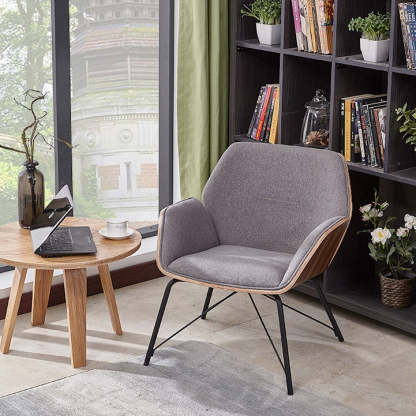 Nordic Hexagonal Leather Wood Dining Chair with Arm