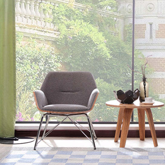 Nordic Hexagonal Leather Wood Dining Chair with Arm