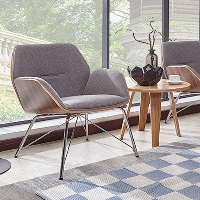 Nordic Hexagonal Leather Wood Dining Chair with Arm