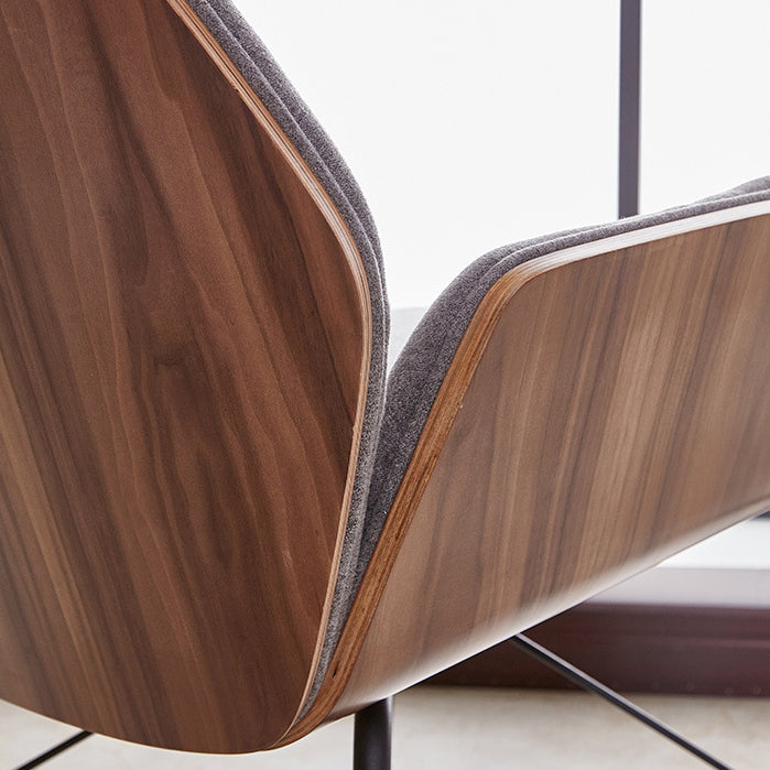 Nordic Hexagonal Leather Wood Dining Chair with Arm
