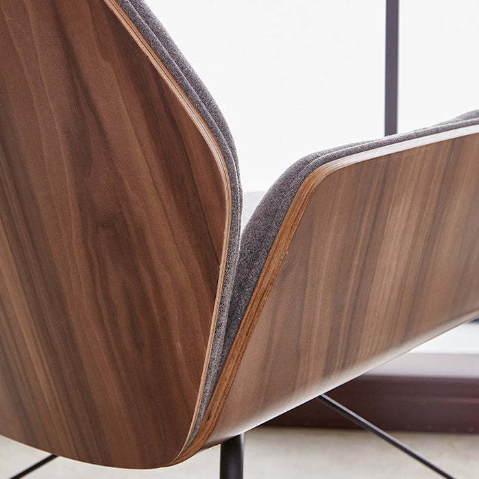 Nordic Hexagonal Leather Wood Dining Chair with Arm