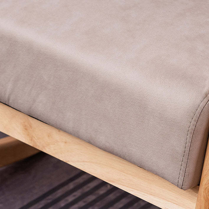 Minimalist Shake Bend Tech Fabric Wood Accent Chair — Walnut Color & Earthy Yellow