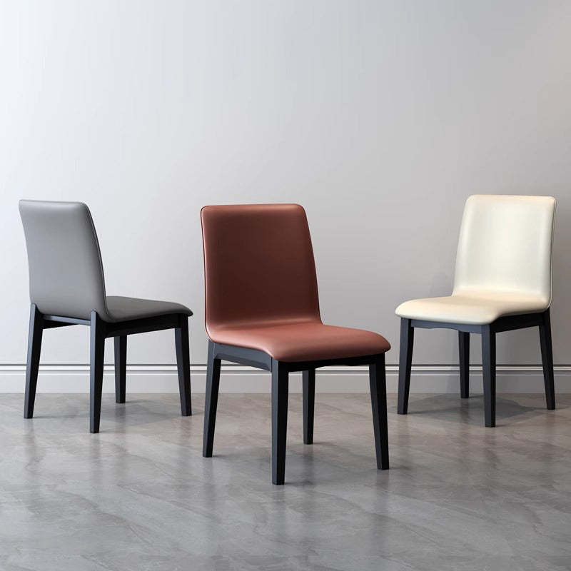Modern Tech Fabric Rubberwood Dining Chair — Black / Dark Gray