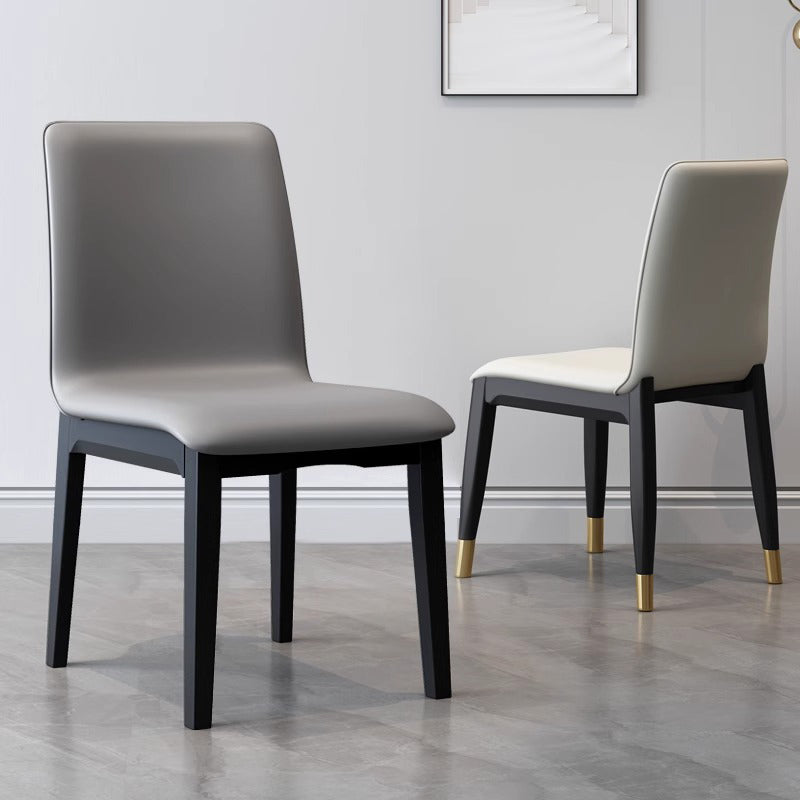 Modern Tech Fabric Rubberwood Dining Chair — Copper Color / Dark Gray