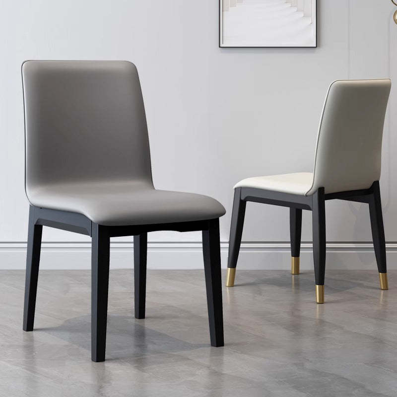Modern Tech Fabric Rubberwood Dining Chair — Copper Color / Dark Gray