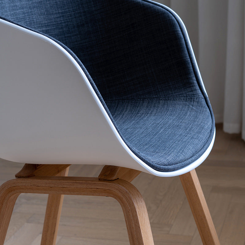 Scandinavian Curved Half Wrap Wood Dining Chair — Cashmere Gray & Copper Color