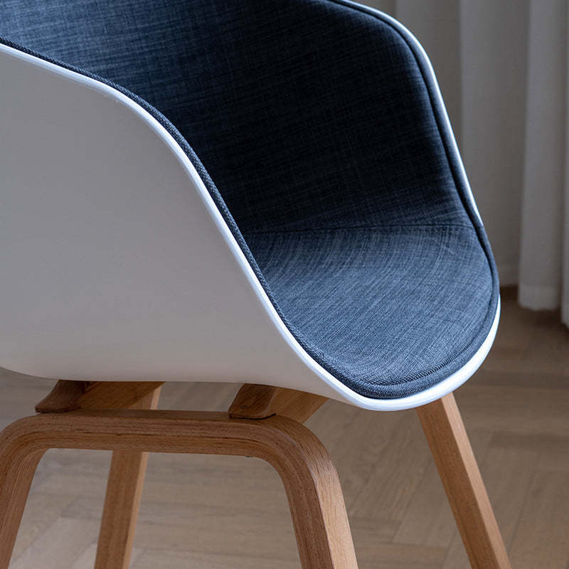 Scandinavian Curved Half Wrap Wood Dining Chair — Cashmere Gray & Copper Color