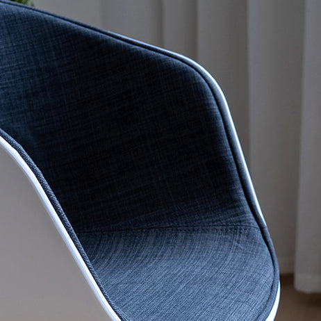 Scandinavian Curved Half Wrap Wood Dining Chair — Blue & Copper Color