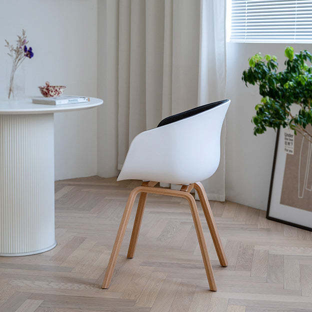 Scandinavian Curved Half Wrap Wood Dining Chair