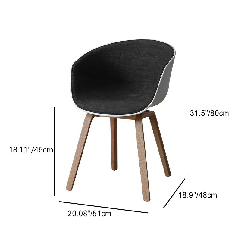 Scandinavian Curved Half Wrap Wood Dining Chair — Yellow & Copper Color