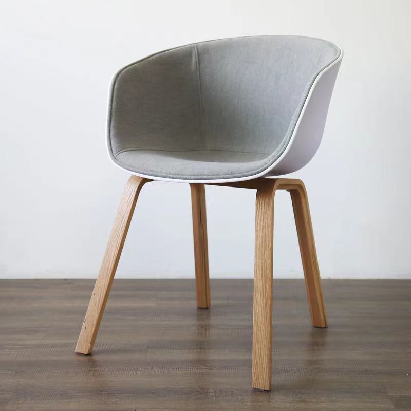 Scandinavian Curved Half Wrap Wood Dining Chair — Beige & Copper Color