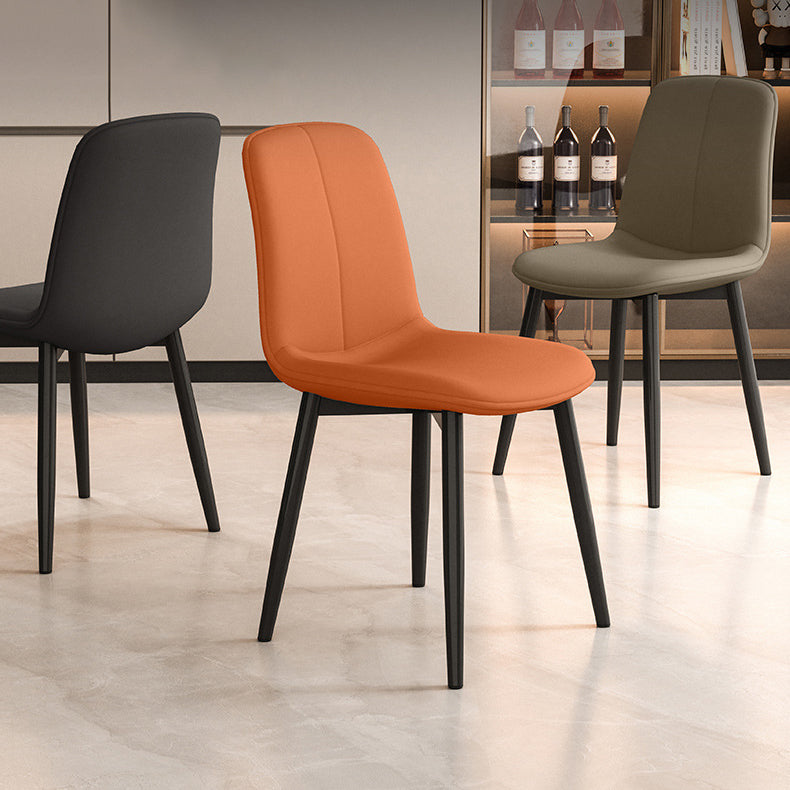 Scandinavian Recessed Tech Fabric Metal Dining Chair — White & Tech Fabric