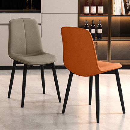 Scandinavian Recessed Tech Fabric Metal Dining Chair — Beige & Tech Fabric