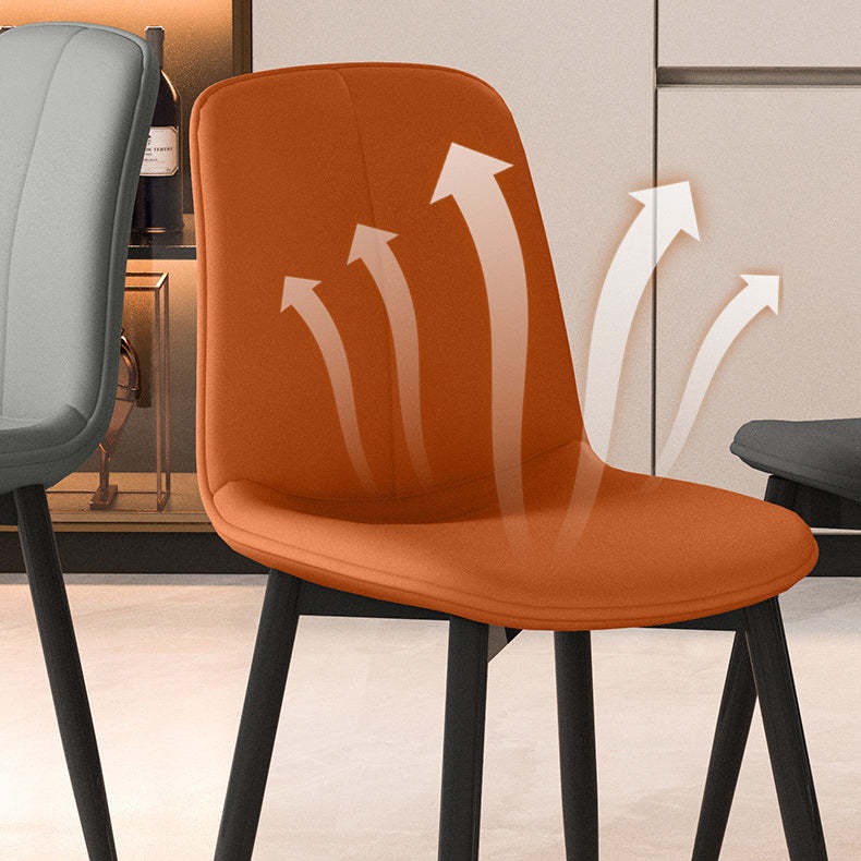 Scandinavian Recessed Tech Fabric Metal Dining Chair — Brown & Tech Fabric