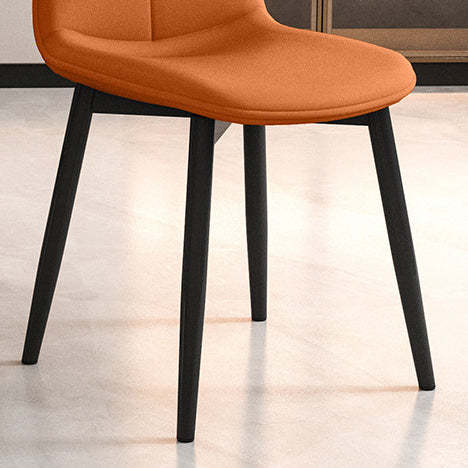 Scandinavian Recessed Tech Fabric Metal Dining Chair — Black & Wear-resistant Leather