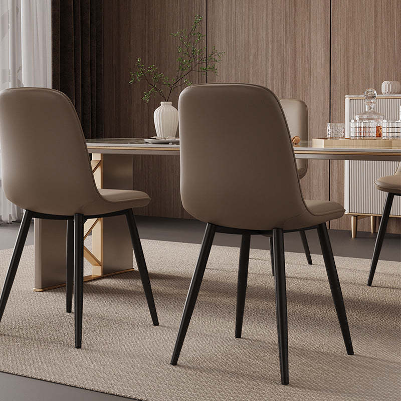 Scandinavian Recessed Tech Fabric Metal Dining Chair