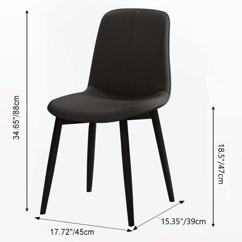 Scandinavian Recessed Tech Fabric Metal Dining Chair — Dark Blue & Tech Fabric