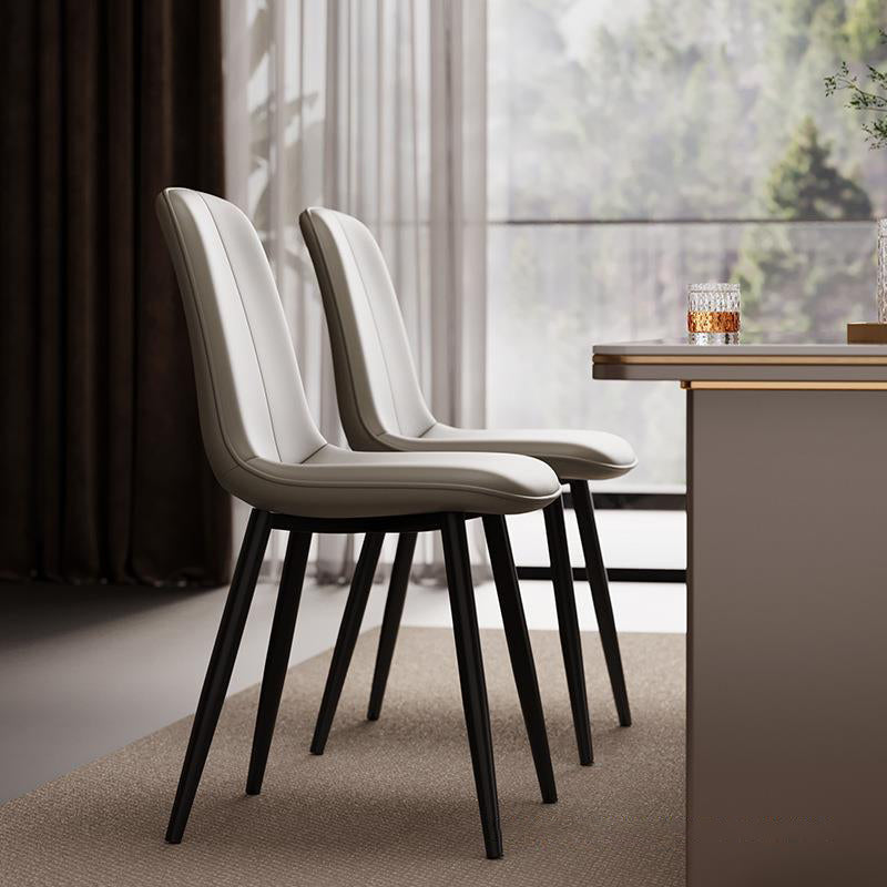 Scandinavian Recessed Tech Fabric Metal Dining Chair