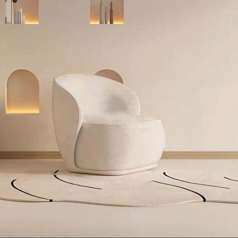 Contemporary Curved Velvet Wood Accent Chair