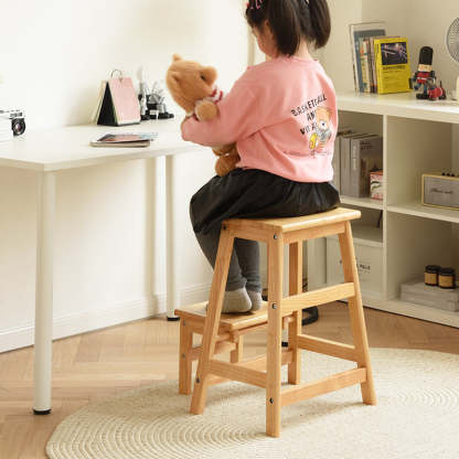 Minimalist Folding Solid Wood Shoe Stool — Walnut Color