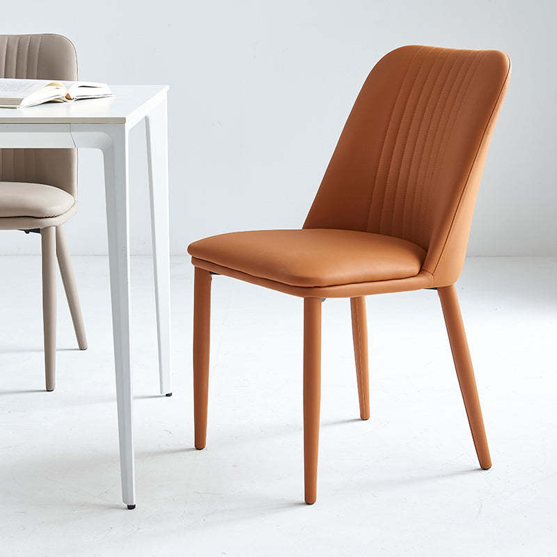 Minimalist Distressed Leather Steel Dining Chair