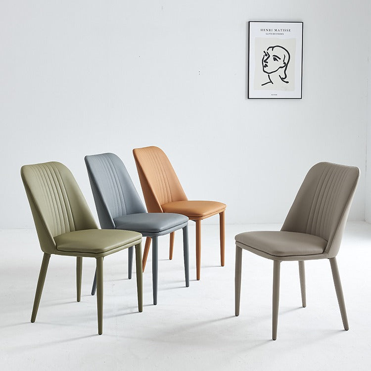 Minimalist Distressed Leather Steel Dining Chair