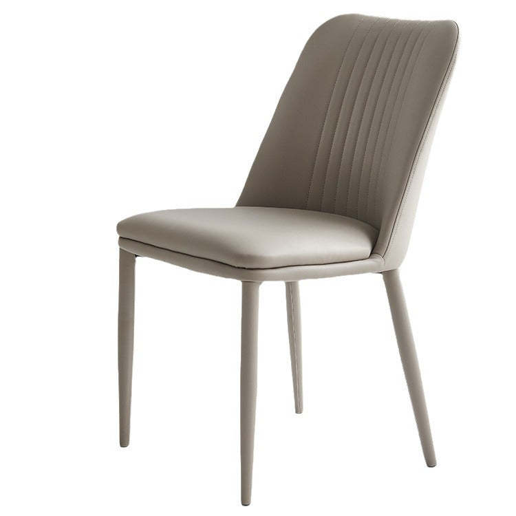 Minimalist Distressed Leather Steel Dining Chair