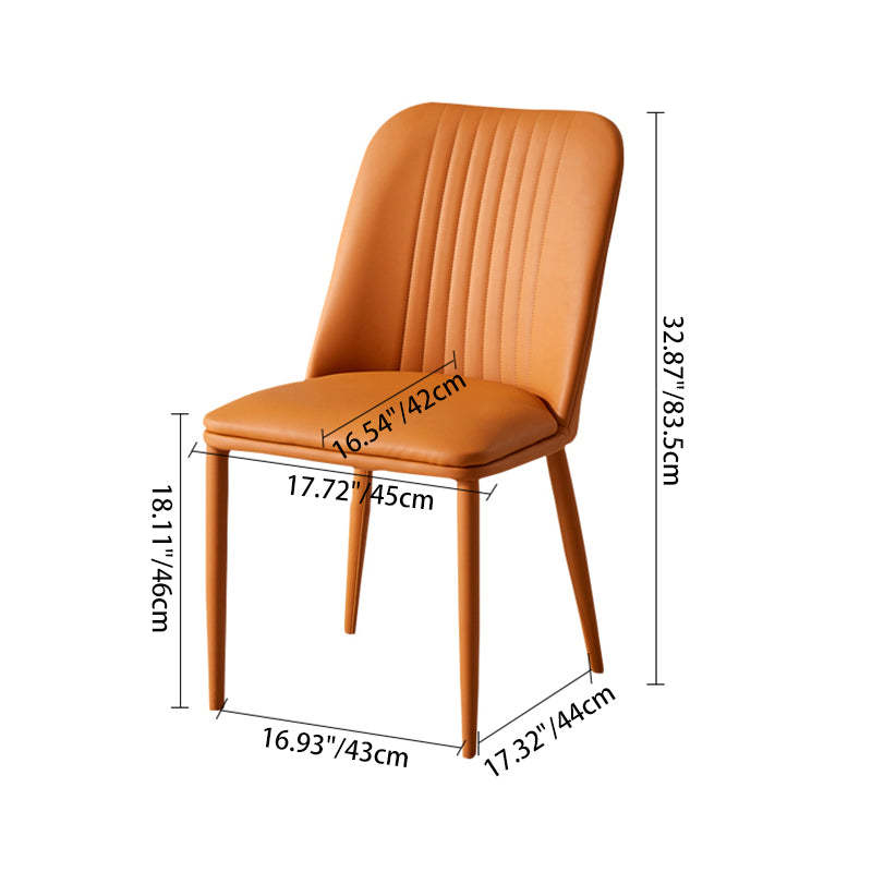 Minimalist Distressed Leather Steel Dining Chair — Beige