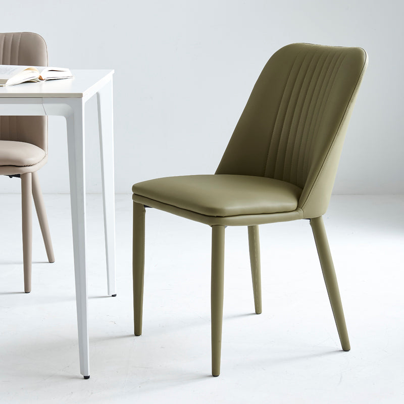 Minimalist Distressed Leather Steel Dining Chair