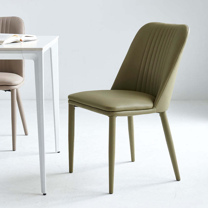Minimalist Distressed Leather Steel Dining Chair