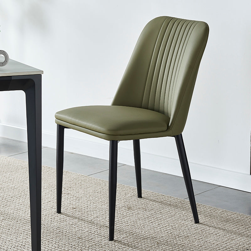 Minimalist Distressed Leather Steel Dining Chair