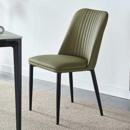 Minimalist Distressed Leather Steel Dining Chair