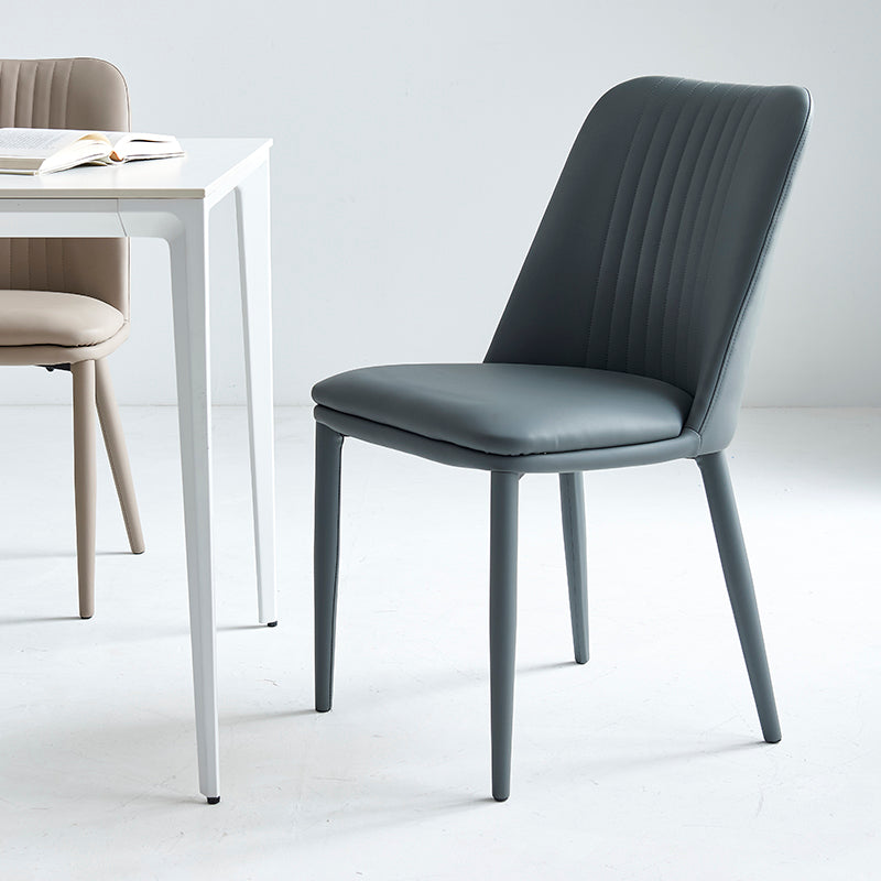 Minimalist Distressed Leather Steel Dining Chair