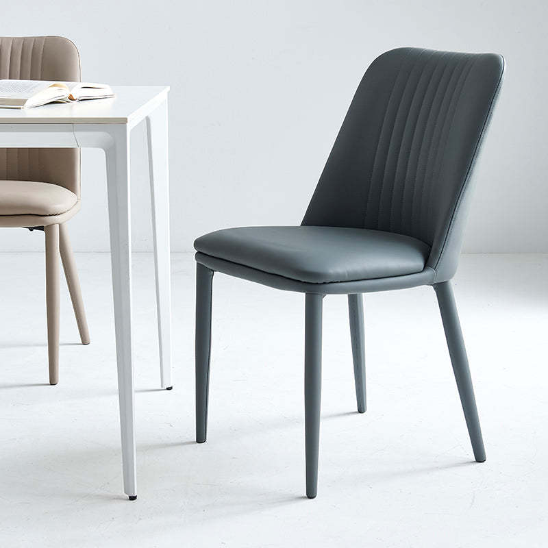 Minimalist Distressed Leather Steel Dining Chair