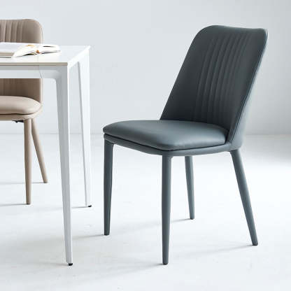 Minimalist Distressed Leather Steel Dining Chair