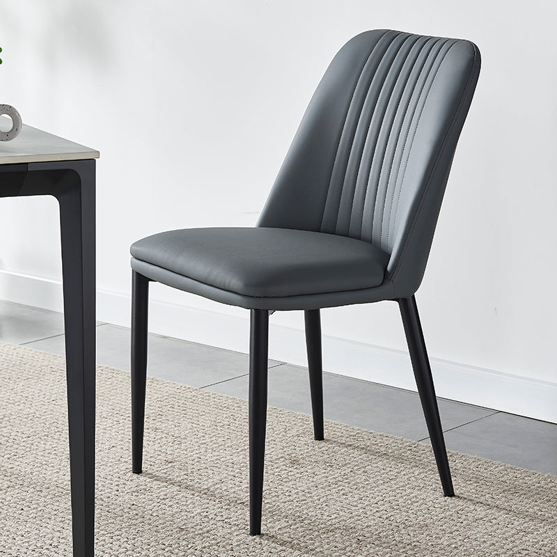 Minimalist Distressed Leather Steel Dining Chair
