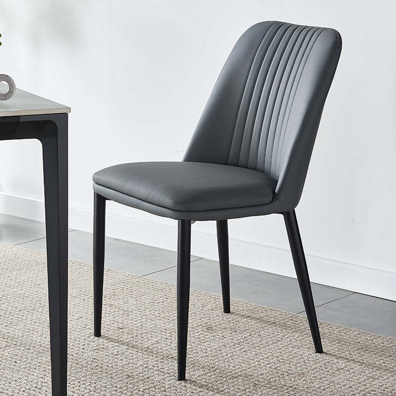 Minimalist Distressed Leather Steel Dining Chair