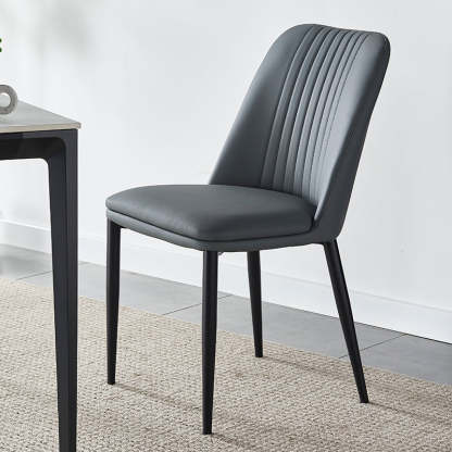 Minimalist Distressed Leather Steel Dining Chair