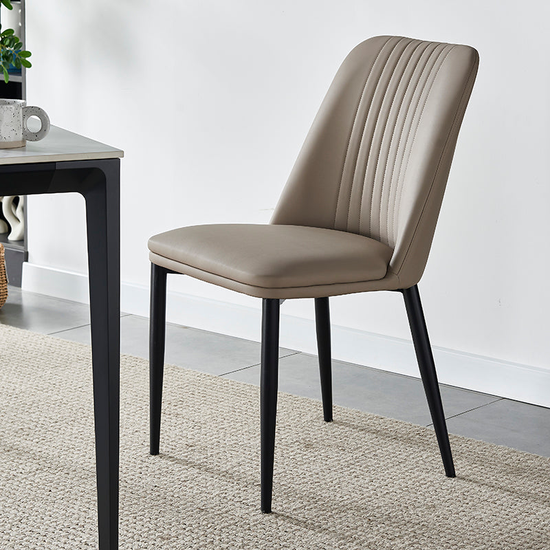 Minimalist Distressed Leather Steel Dining Chair