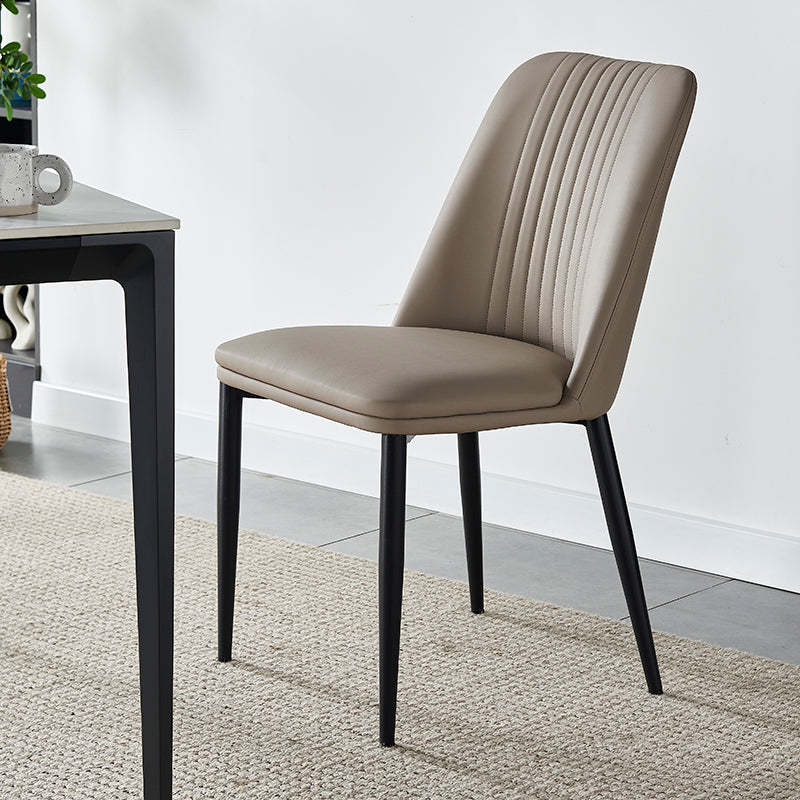 Minimalist Distressed Leather Steel Dining Chair