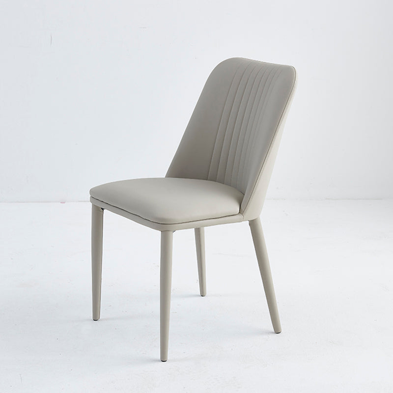 Minimalist Distressed Leather Steel Dining Chair