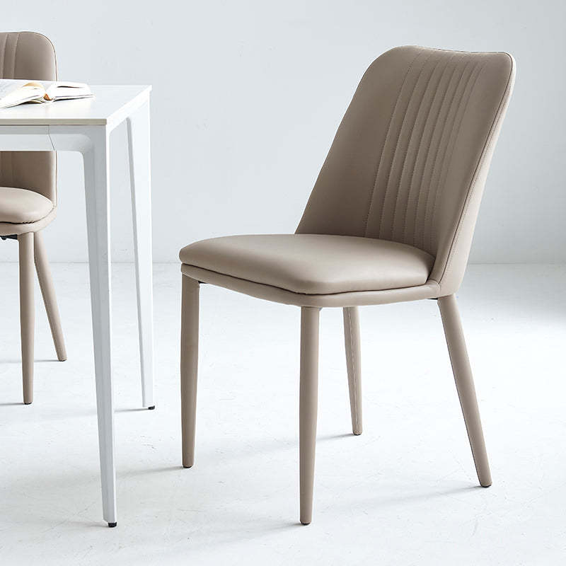 Minimalist Distressed Leather Steel Dining Chair