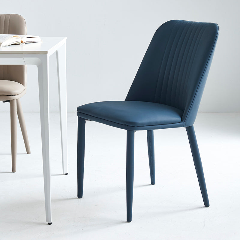 Minimalist Distressed Leather Steel Dining Chair