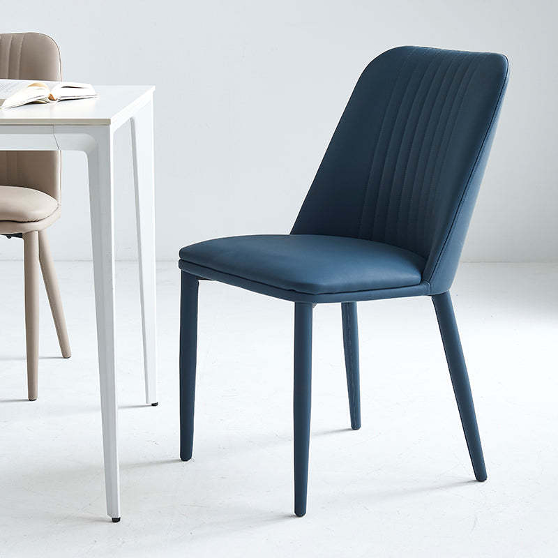 Minimalist Distressed Leather Steel Dining Chair