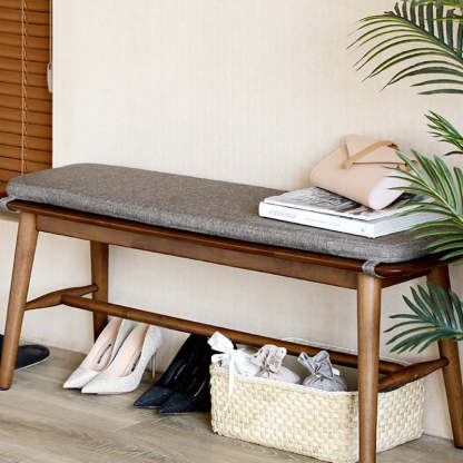 Scandinavian Trapezoid Fabric Shoe Bench Low Stool — Walnut Color
