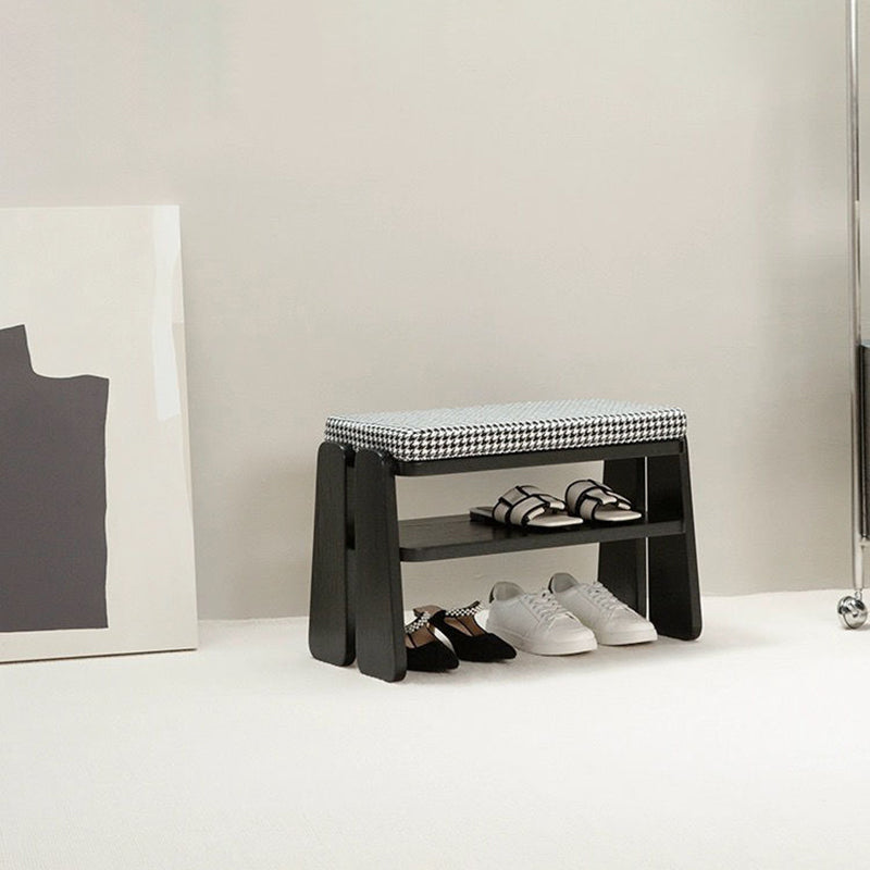 Minimalist Curved Fabric Wood Shoe Bench