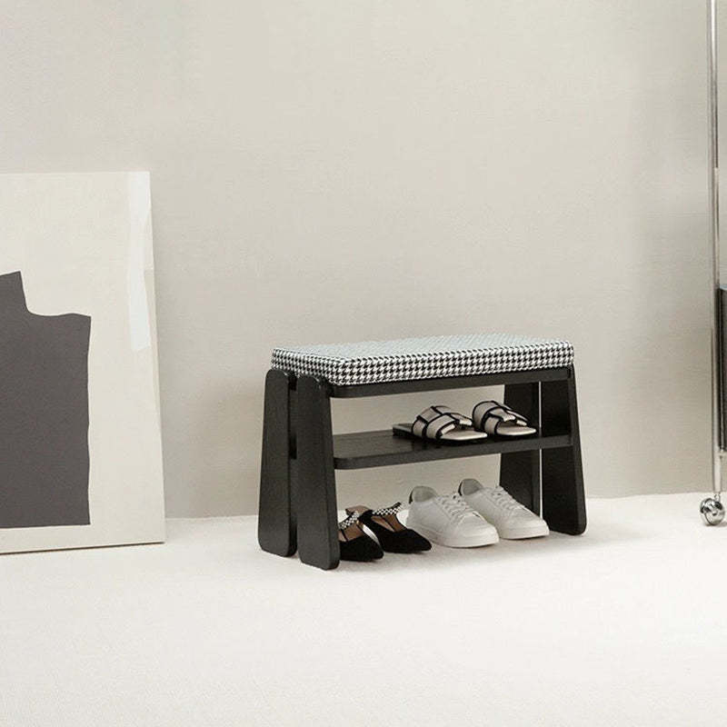 Minimalist Curved Fabric Wood Shoe Bench