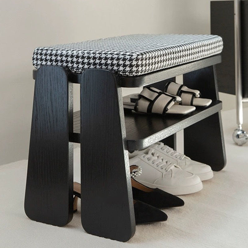Minimalist Curved Fabric Wood Shoe Bench