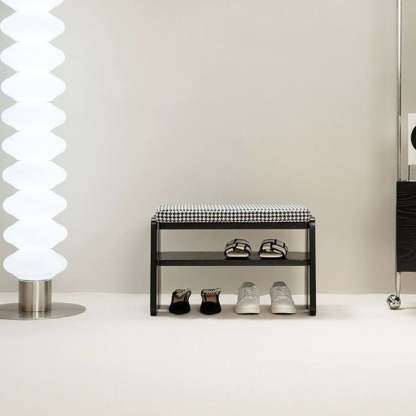 Minimalist Curved Fabric Wood Shoe Bench